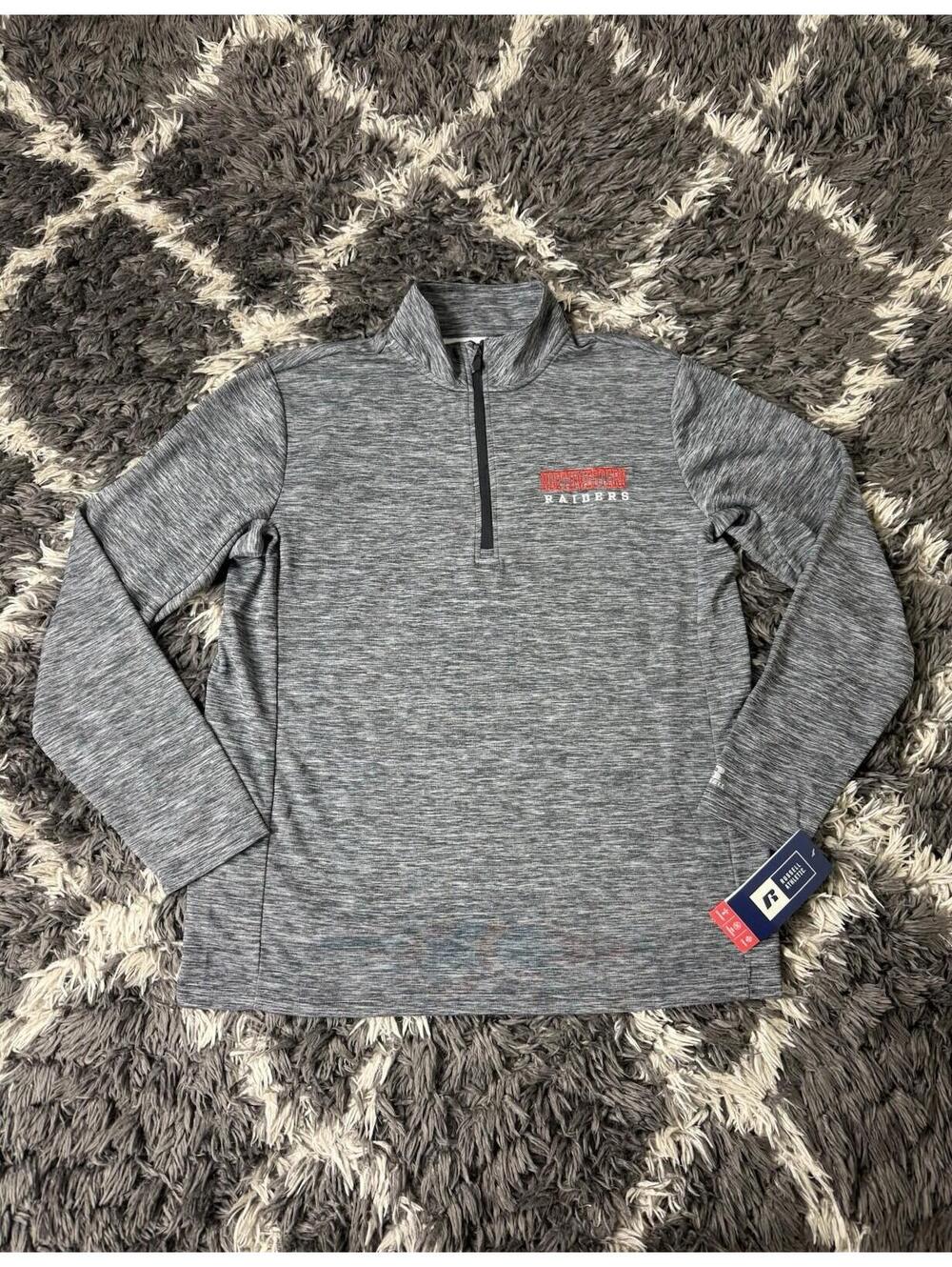 Northwestern Raiders Russell Athletic 1/4 Zip Pullover Jacket Gray Large NWT
